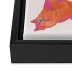 Sleepy Cozy Kitty Cats in Orange & Peach Framed Canvas Print Gallery Image 3