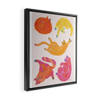 Sleepy Cozy Kitty Cats in Orange & Peach Framed Canvas Print Gallery Image 2