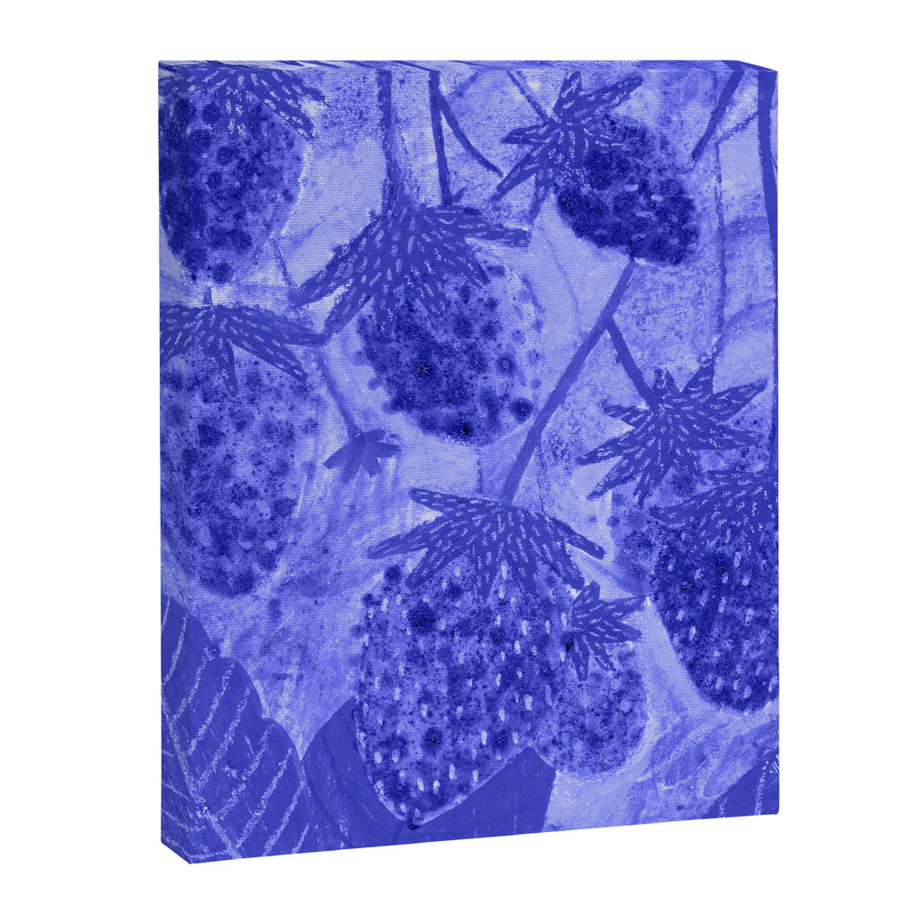 Strawberry Garden in Botanical Blue Canvas Print Gallery Image 6