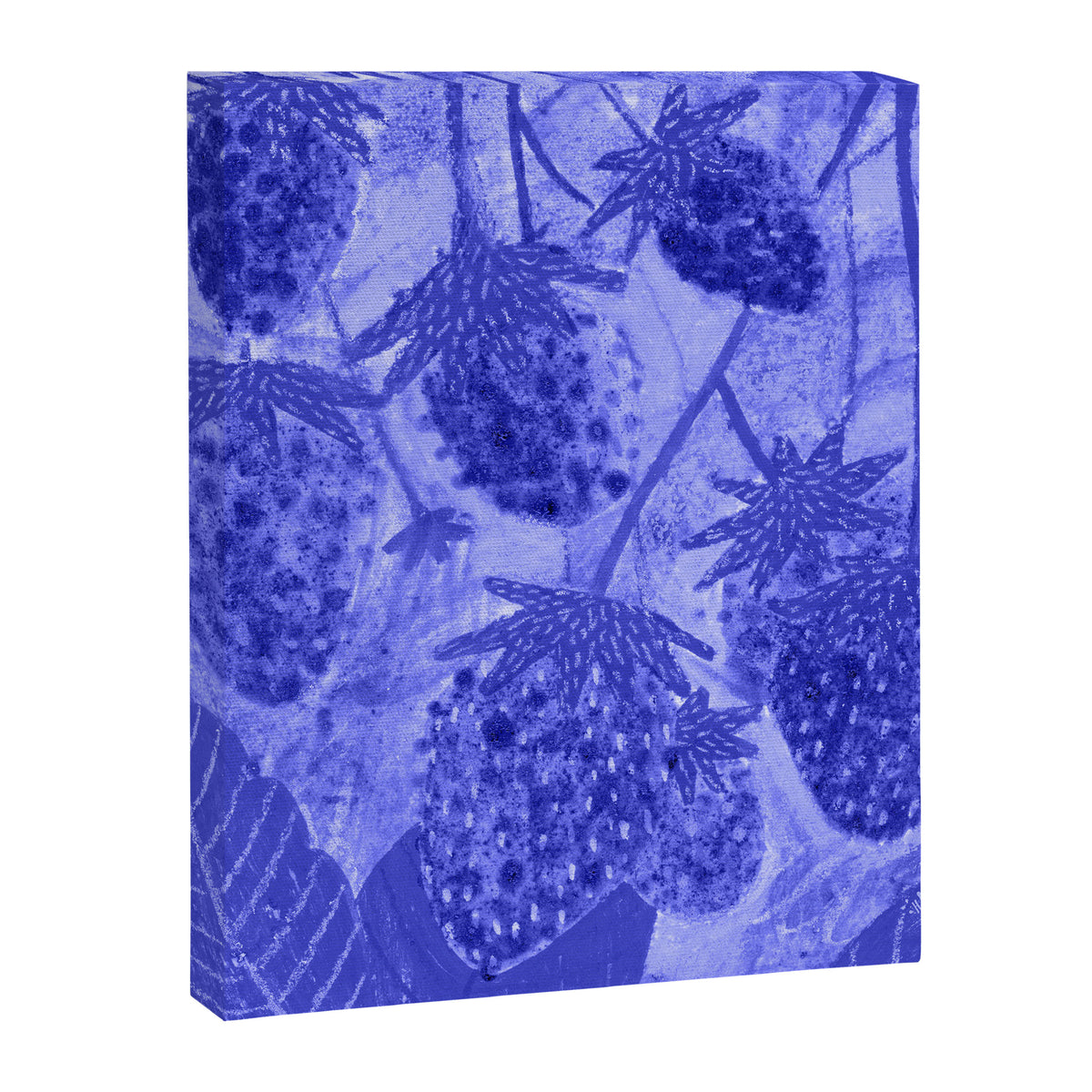 Strawberry Garden in Botanical Blue Canvas Print Gallery Image 6