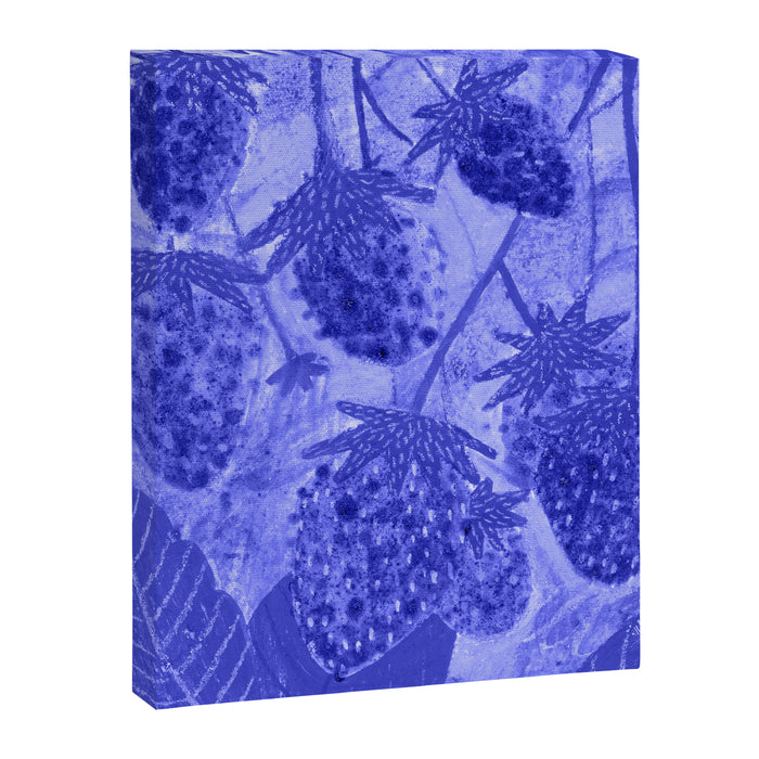 Strawberry Garden in Botanical Blue Canvas Print Gallery Image 1