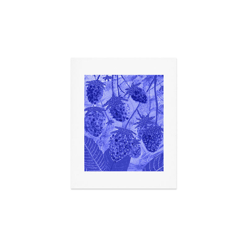 Strawberry Garden in Botanical Blue Art Print Gallery Image 1