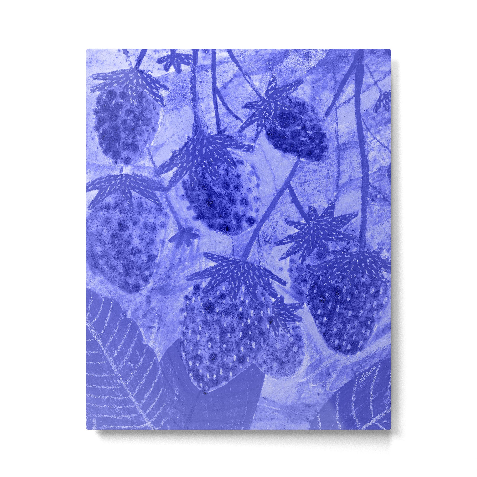 Strawberry Garden in Botanical Blue Metal Print Gallery Image 4