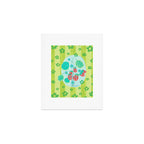 Sweet Strawberry Plant Friends in Lime & Pink Art Print Gallery Image 1