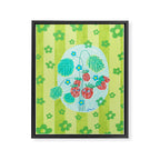 Sweet Strawberry Plant Friends in Lime & Pink Framed Canvas Print Gallery Image 6