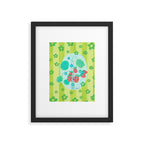 Sweet Strawberry Plant Friends in Lime & Pink Framed Art Print Gallery Image 5