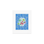 Sweet Strawberry Plant Friends in Sky Blue & Pink Art Print Gallery Image 1
