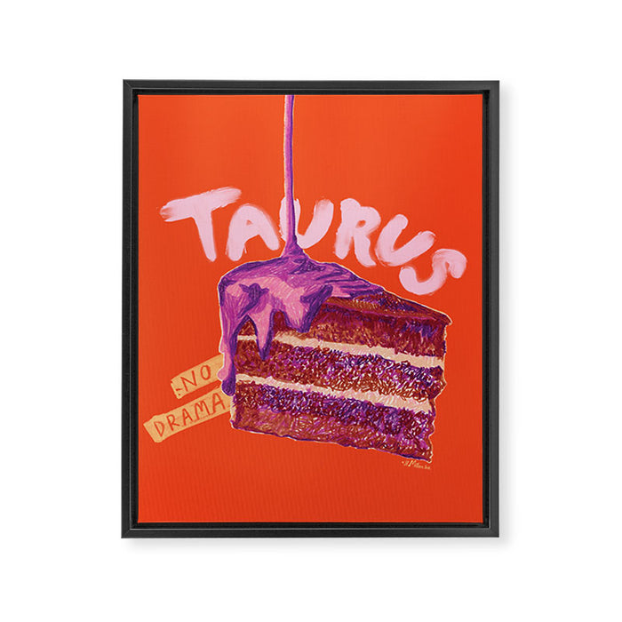 Taurus Birthday Cake in Burnt Orange Framed Canvas Print Gallery Image 1