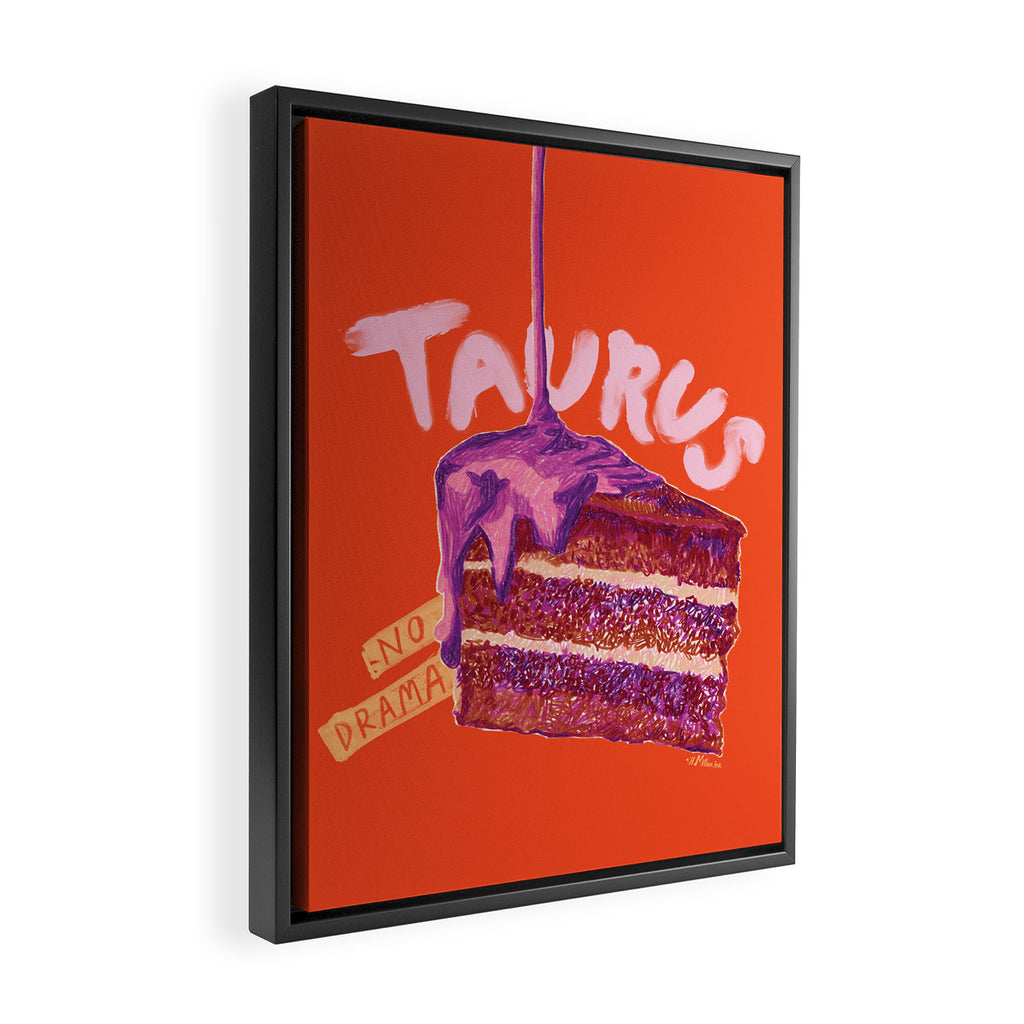 Taurus Birthday Cake in Burnt Orange Framed Canvas Print Gallery Image 2