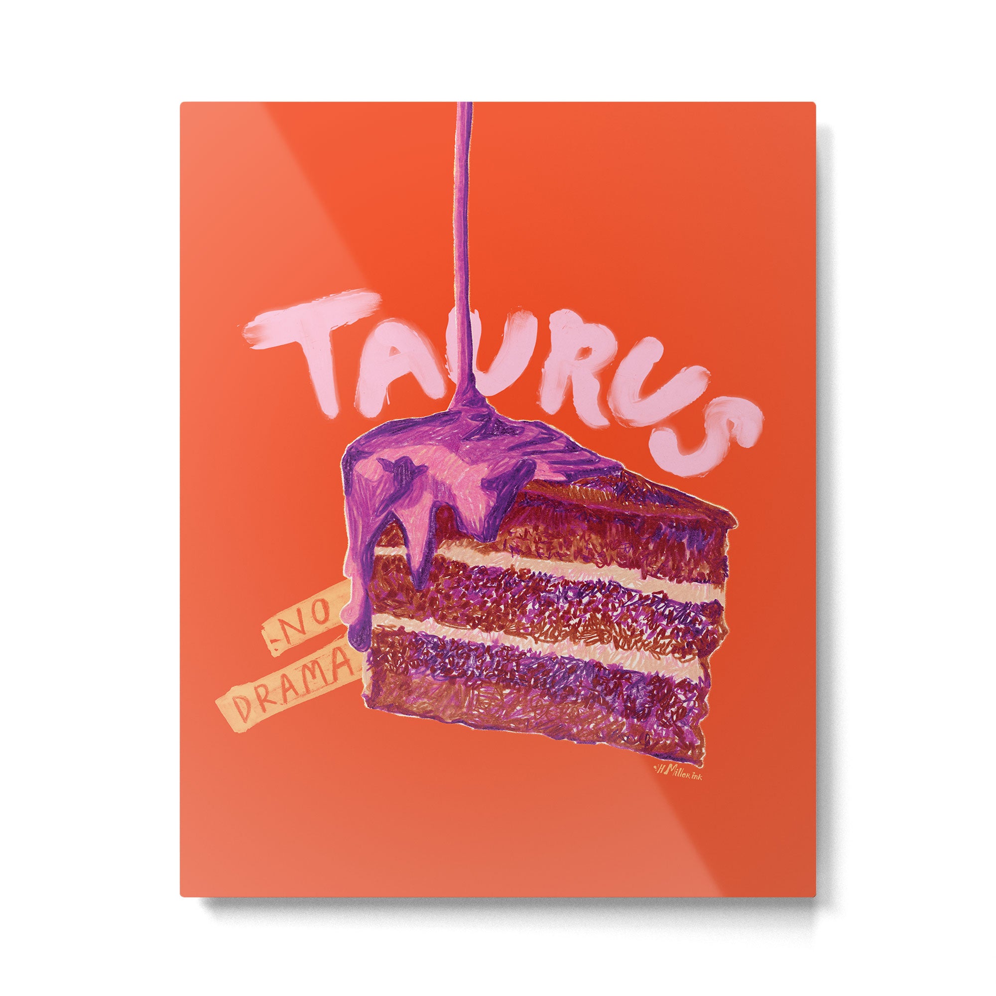 Taurus Birthday Cake in Burnt Orange Metal Print Gallery Image 6