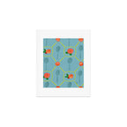 Tennis Rackets & Roses in Warm Blue & Peach Art Print Gallery Image 1