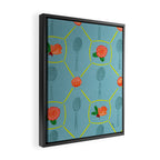 Tennis Rackets & Roses in Warm Blue & Peach Framed Canvas Print Gallery Image 2