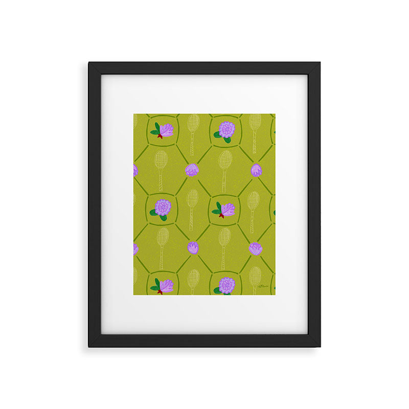 Tennis Rackets & Roses in Lime & Lavender Framed Art Print Gallery Image 5