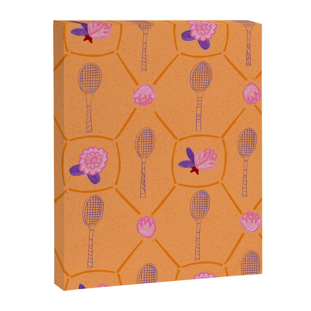Tennis Rackets & Roses in Peach & Orange Canvas Print Gallery Image 6