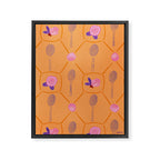 Tennis Rackets & Roses in Peach & Orange Framed Canvas Print Gallery Image 6