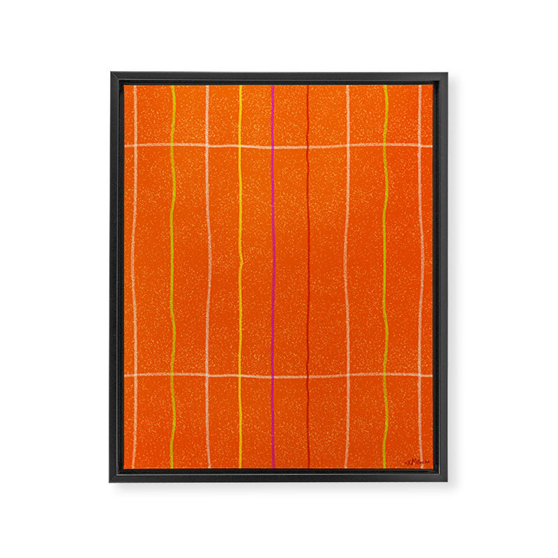 Textured Picnic Pattern in Poppy Red Framed Canvas Print Gallery Image 6