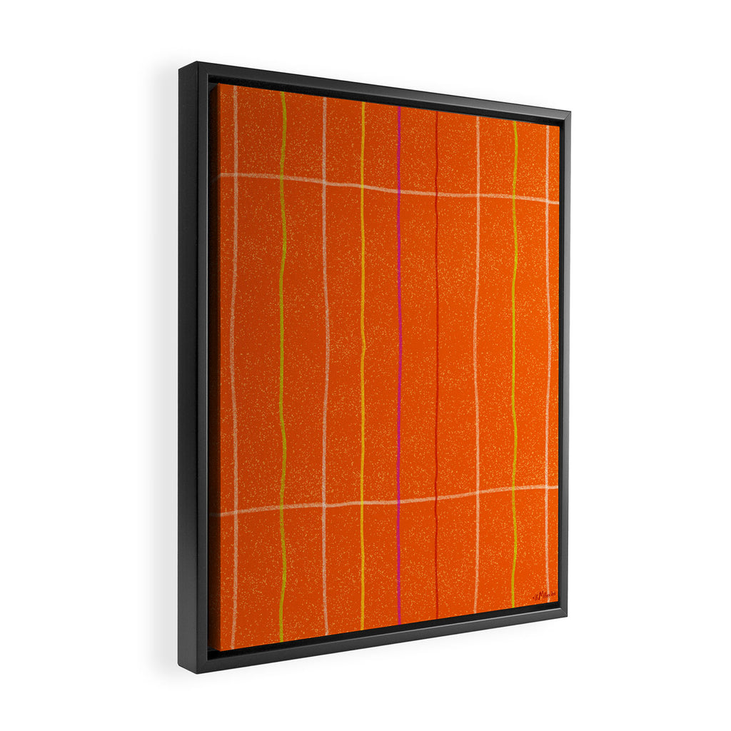 Textured Picnic Pattern in Poppy Red Framed Canvas Print Gallery Image 2