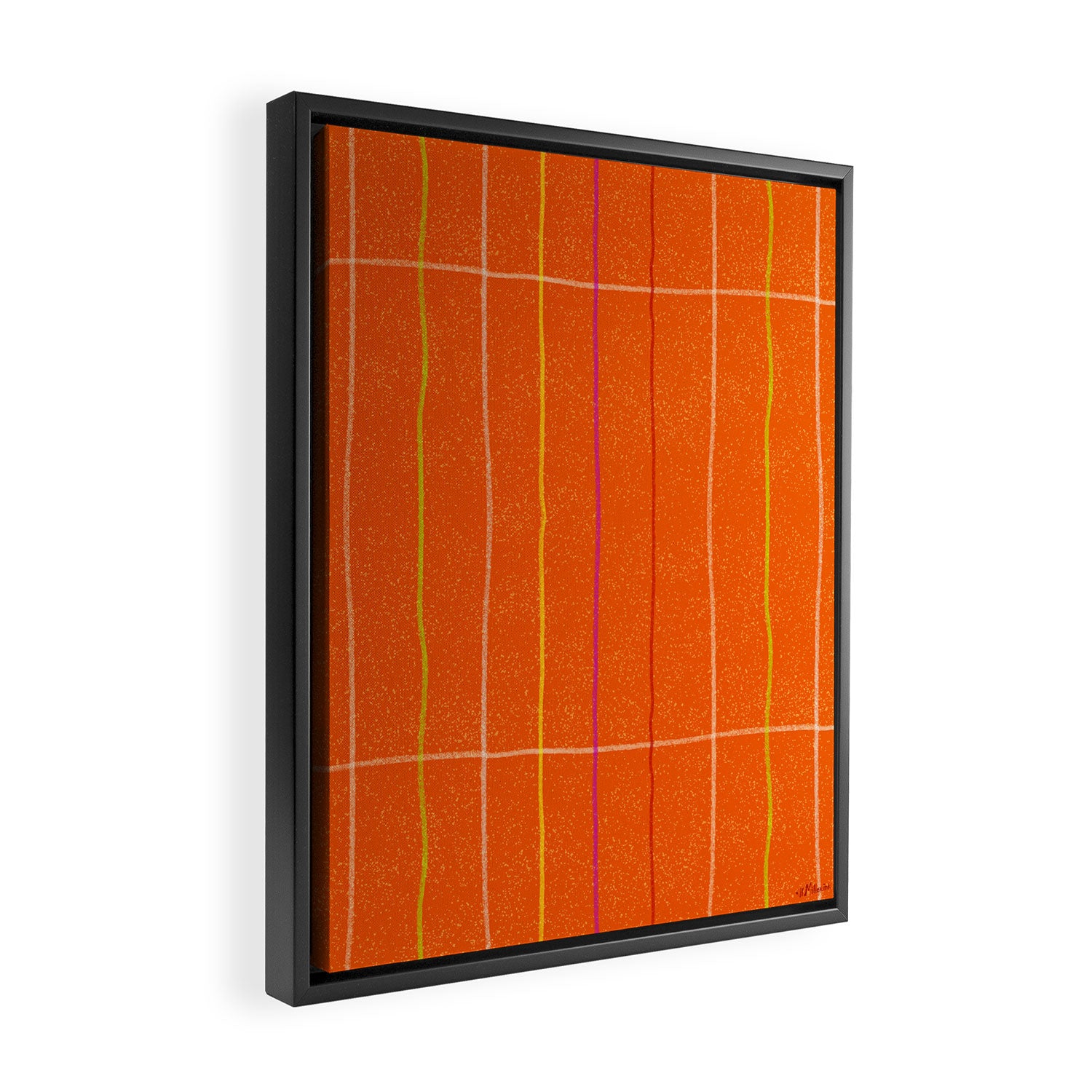 Textured Picnic Pattern in Poppy Red Framed Canvas Print Gallery Image 2