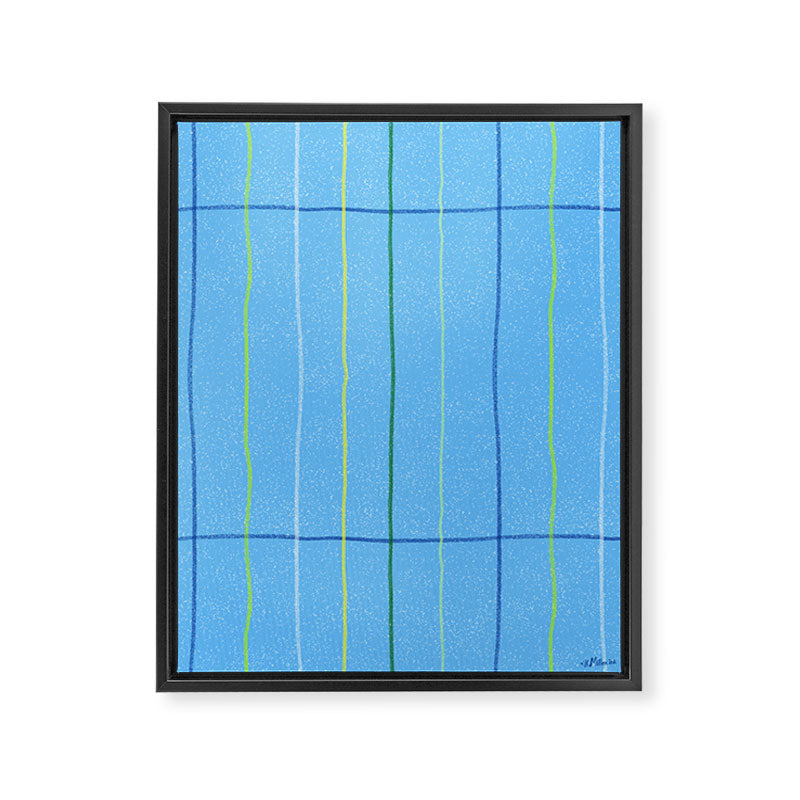 Textured Picnic Pattern in Sky Blue Framed Canvas Print Gallery Image 6