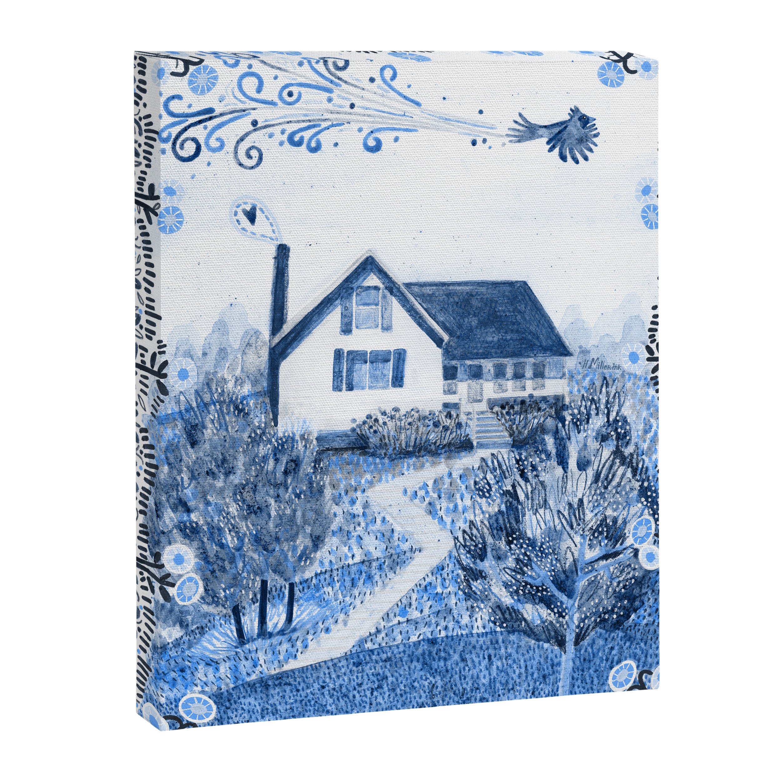 The Old Country Farm in Navy Blue - Farm House Decor Canvas Print Gallery Image 6