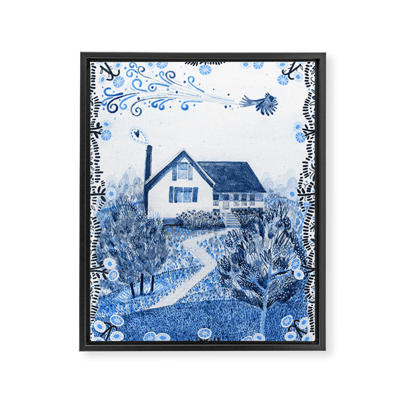 The Old Country Farm in Navy Blue - Farm House Decor Framed Canvas Print Gallery Image 6
