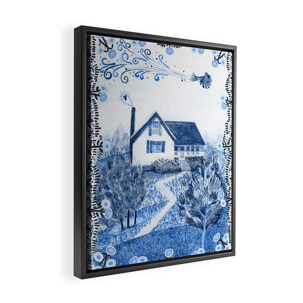 The Old Country Farm in Navy Blue - Farm House Decor Framed Canvas Print Gallery Image 2