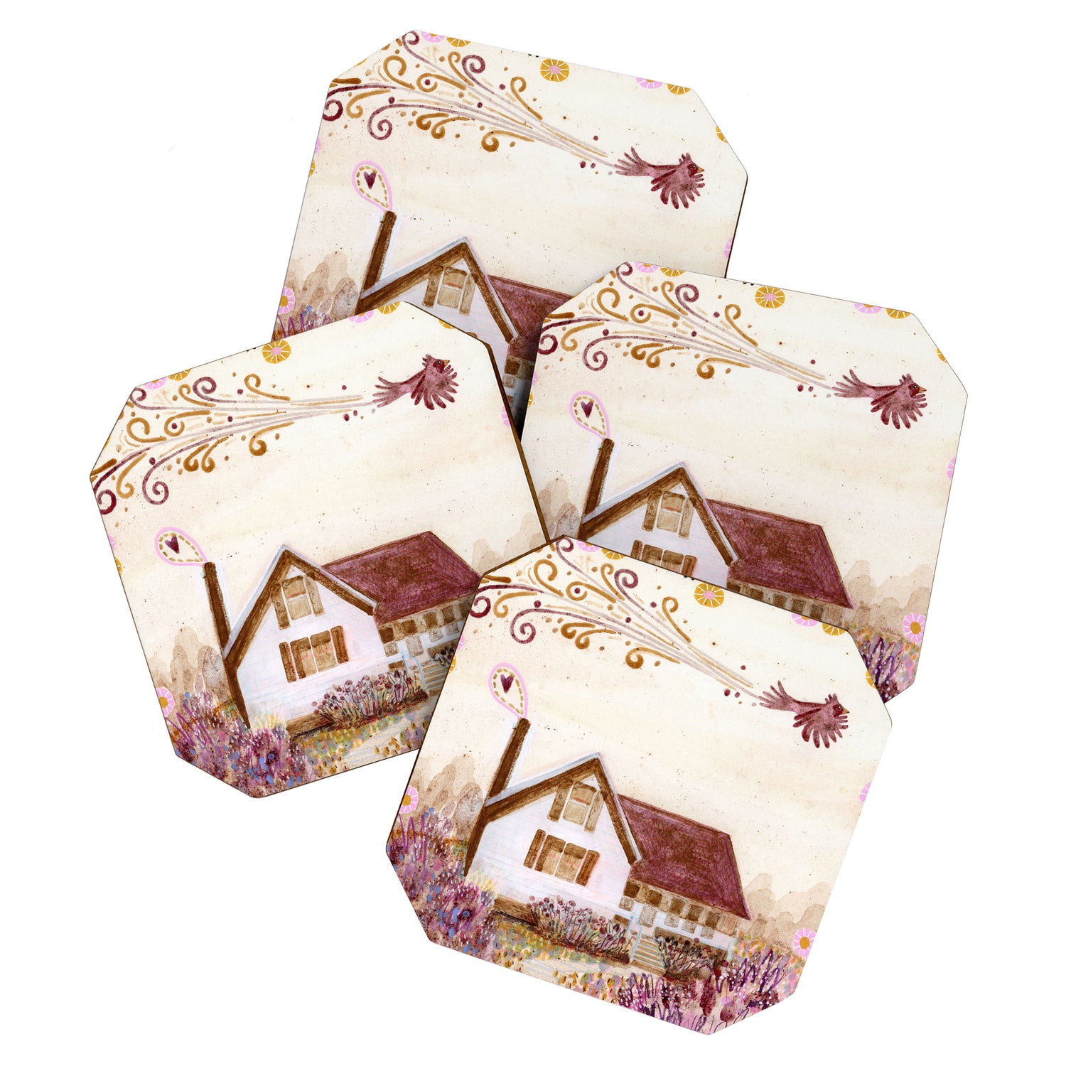The Old Country Farm in Rustic Brown - Farm House Decor Coaster Gallery Image 1
