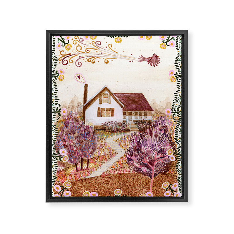 The Old Country Farm in Rustic Brown - Farm House Decor Framed Canvas Print Gallery Image 6
