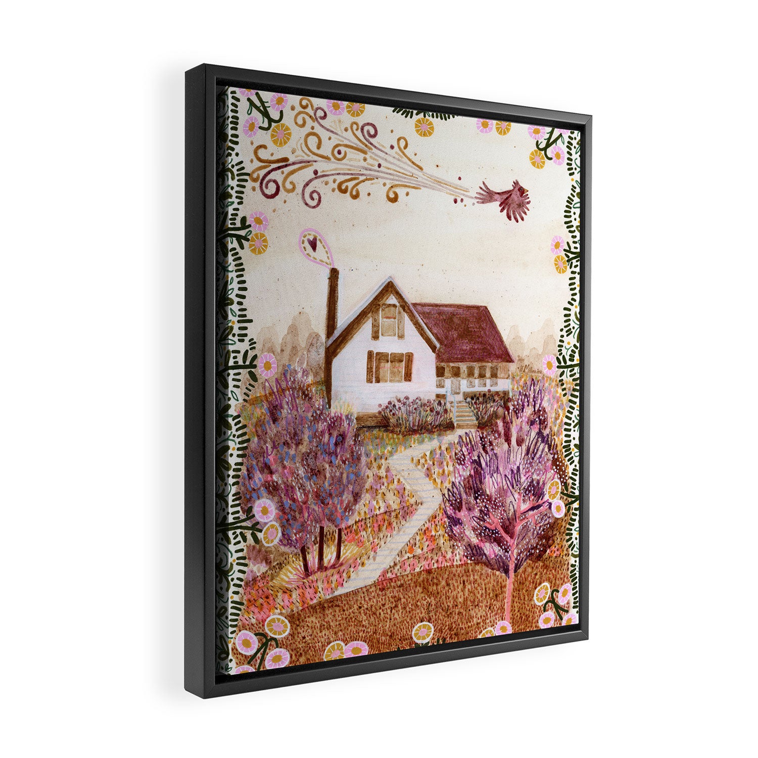 The Old Country Farm in Rustic Brown - Farm House Decor Framed Canvas Print Gallery Image 2