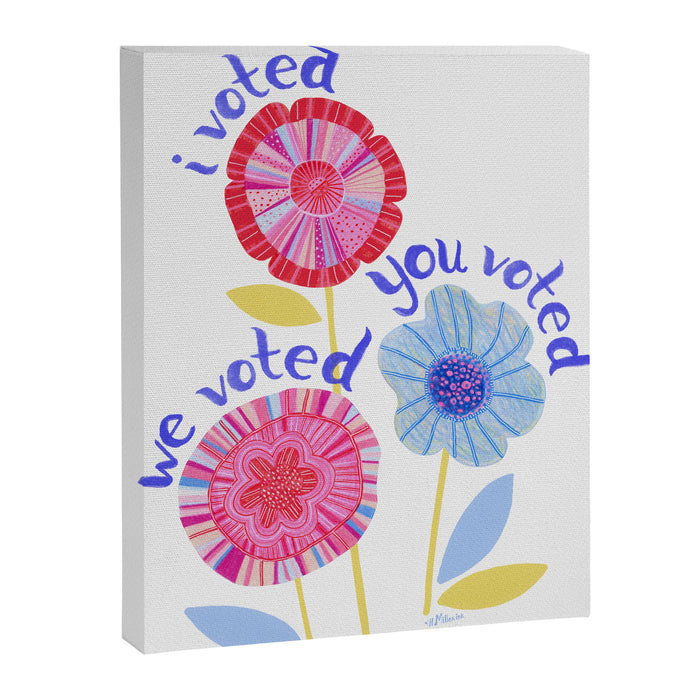 United We Grow - Vote | Floral in Red, Pink, & Blue Canvas Print Gallery Image 1