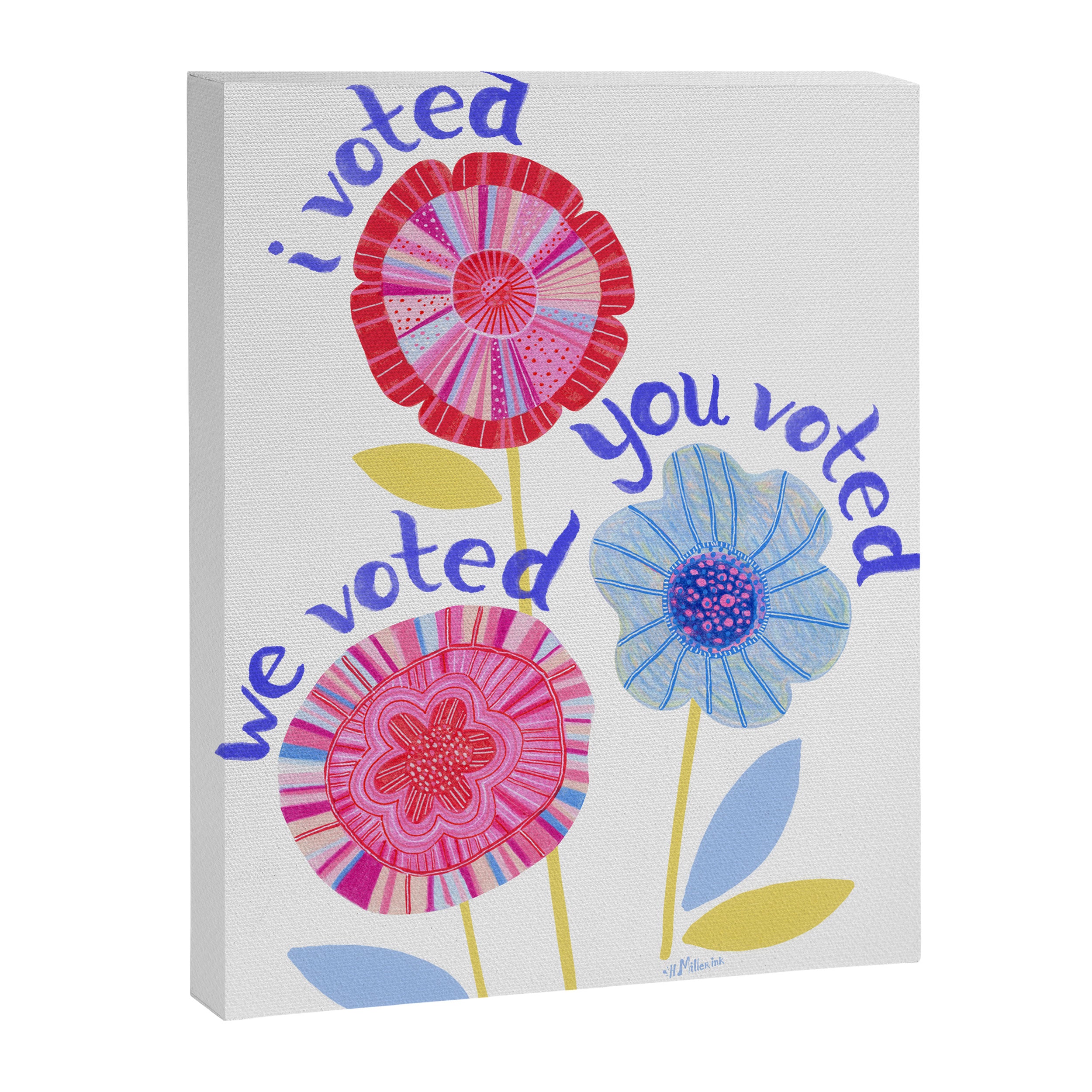 United We Grow - Vote | Floral in Red, Pink, & Blue Canvas Print Gallery Image 6