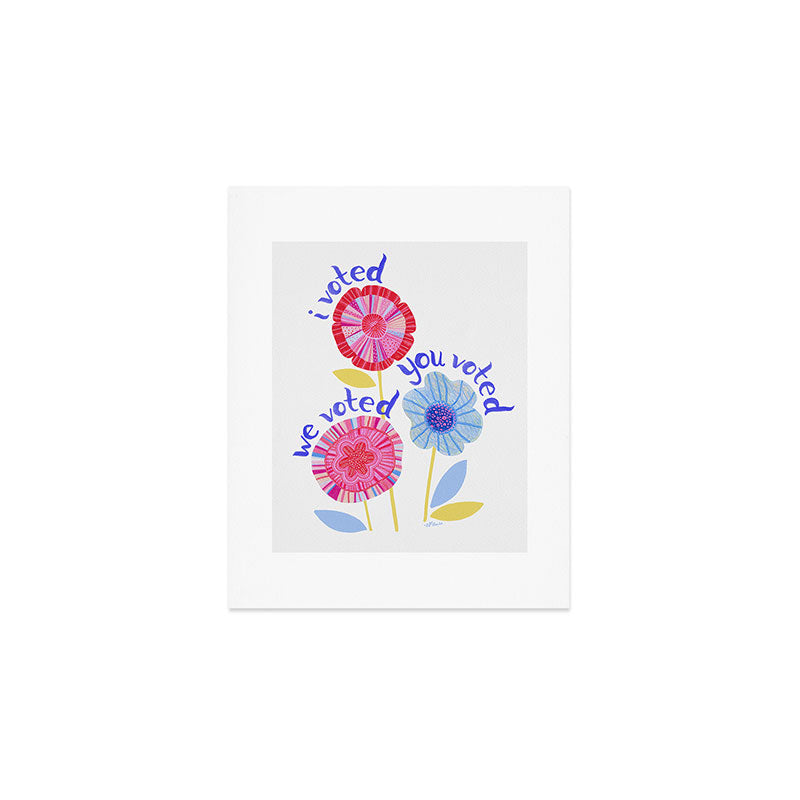 United We Grow - Vote | Floral in Red, Pink, & Blue Art Print Gallery Image 1