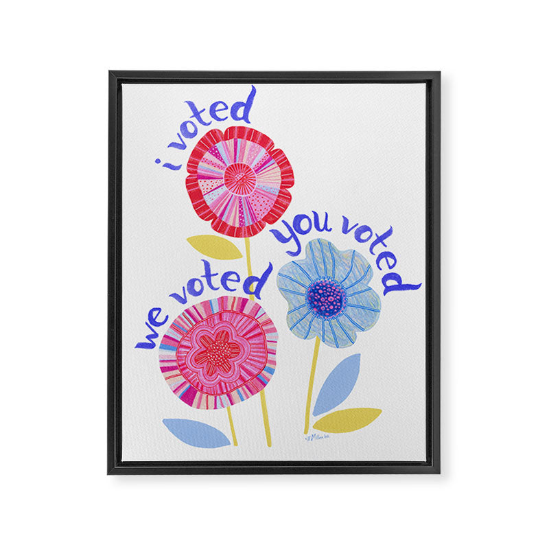 United We Grow - Vote | Floral in Red, Pink, & Blue Framed Canvas Print Gallery Image 6