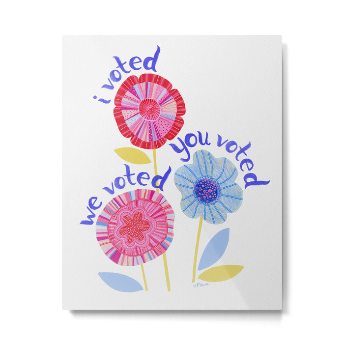 United We Grow - Vote | Floral in Red, Pink, & Blue Metal Print Gallery Image 1