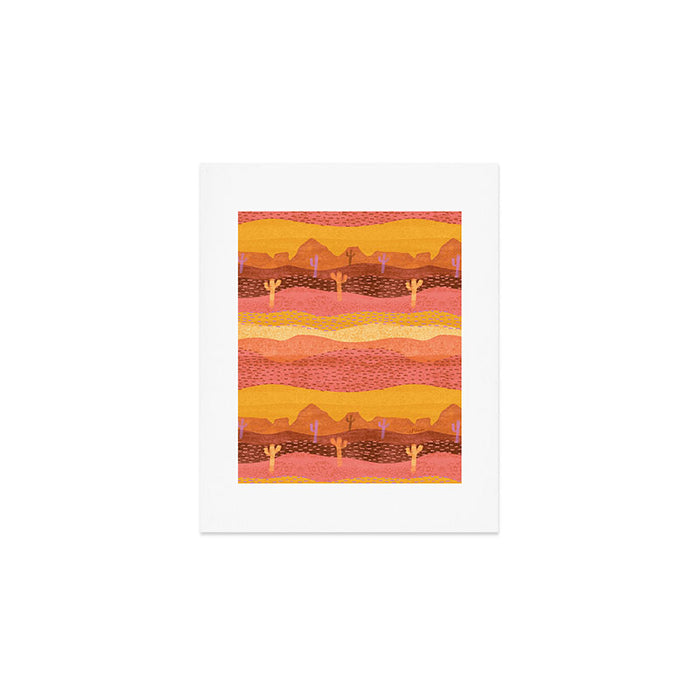 Vintage Western Desert Landscape in Golden Sunrise & Peach Art Print Gallery Image 1