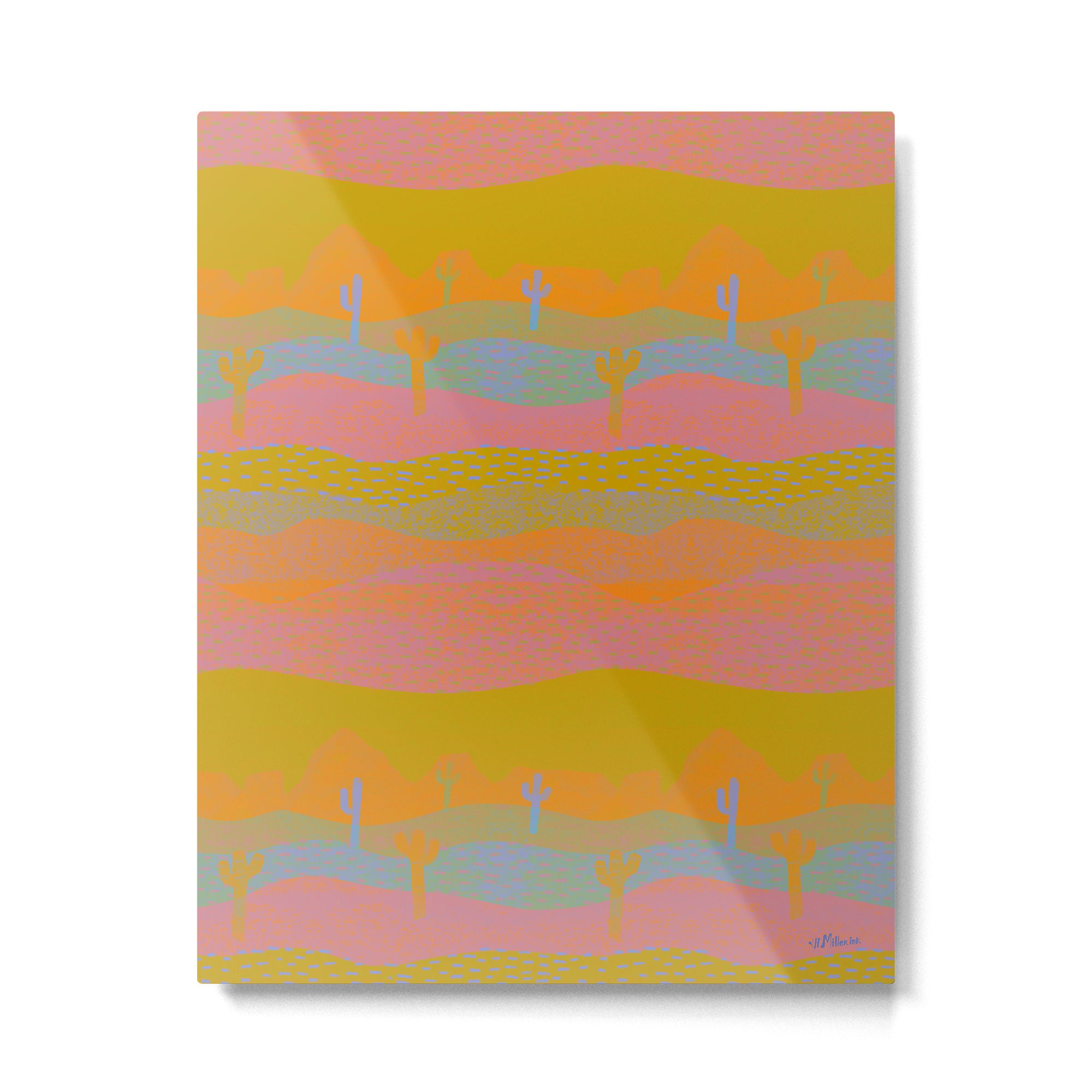 Vintage Western Desert Landscape in Dusty Neon Metal Print Gallery Image 4