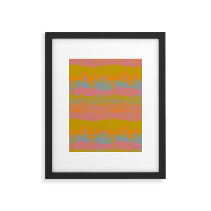 Vintage Western Desert Landscape in Dusty Neon Framed Art Print Gallery Image 1