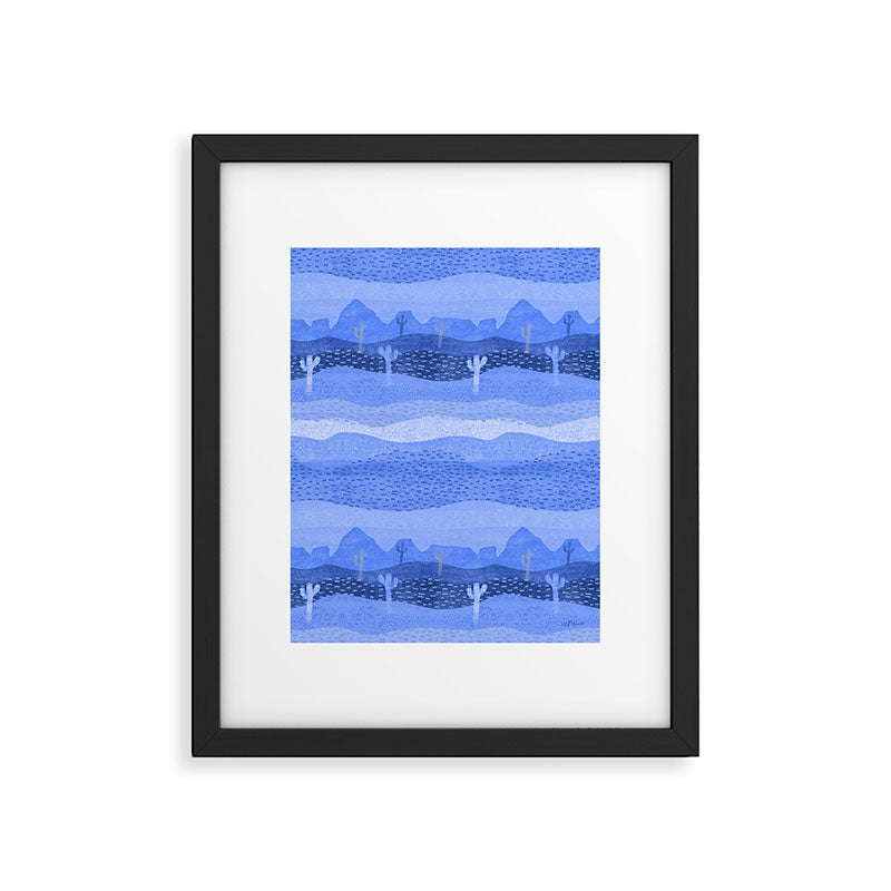 Vintage Western Desert Landscape in Night Blue Framed Art Print Gallery Image 5