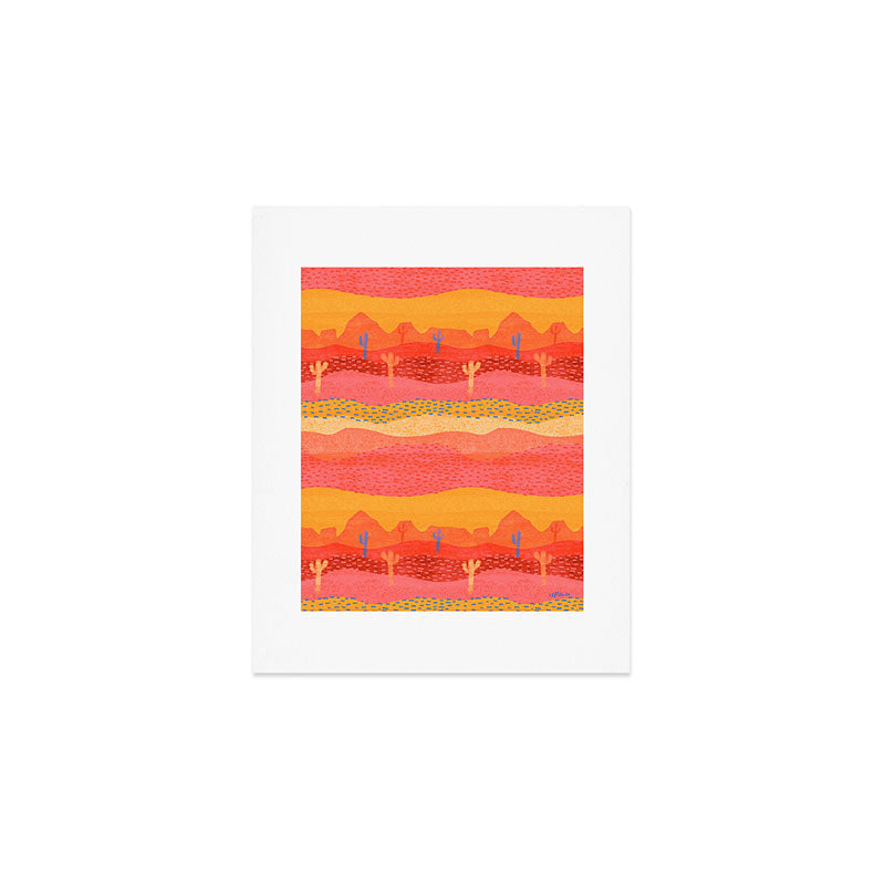 Vintage Western Desert Landscape in Warm Sunrise Art Print Gallery Image 1
