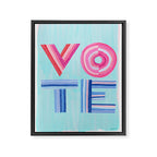 Vote Hand Lettering on Blue Watercolor Background Framed Canvas Print Gallery Image 6