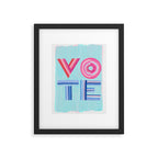 Vote Hand Lettering on Blue Watercolor Background Framed Art Print Gallery Image 5
