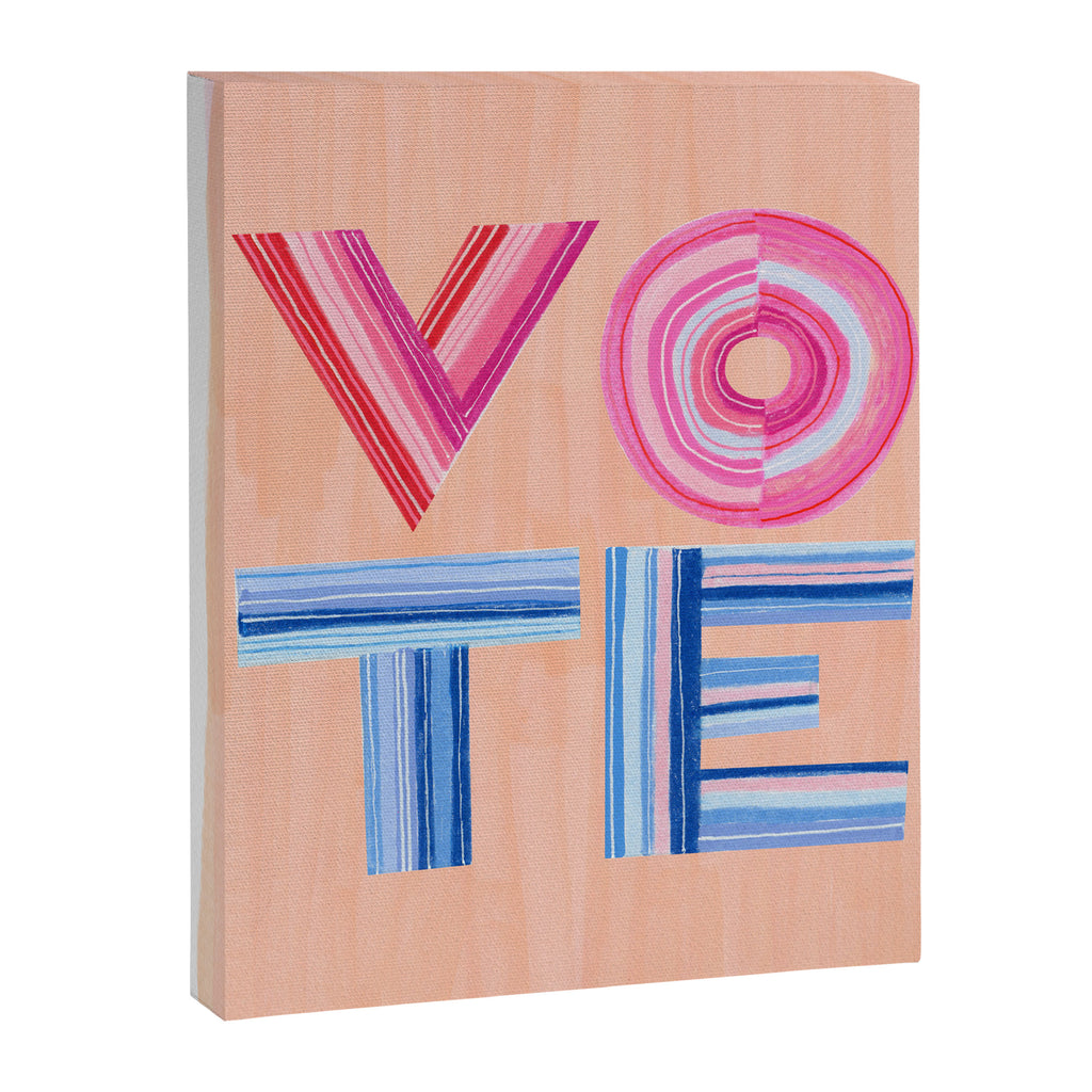 Vote Hand Lettering on Peach Watercolor Background Canvas Print Gallery Image 6