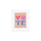 Vote Hand Lettering on Peach Watercolor Background Art Print Gallery Image 1