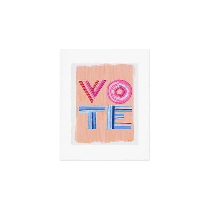 Vote Hand Lettering on Peach Watercolor Background Art Print Gallery Image 1
