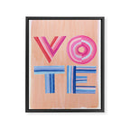 Vote Hand Lettering on Peach Watercolor Background Framed Canvas Print Gallery Image 6