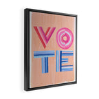 Vote Hand Lettering on Peach Watercolor Background Framed Canvas Print Gallery Image 2