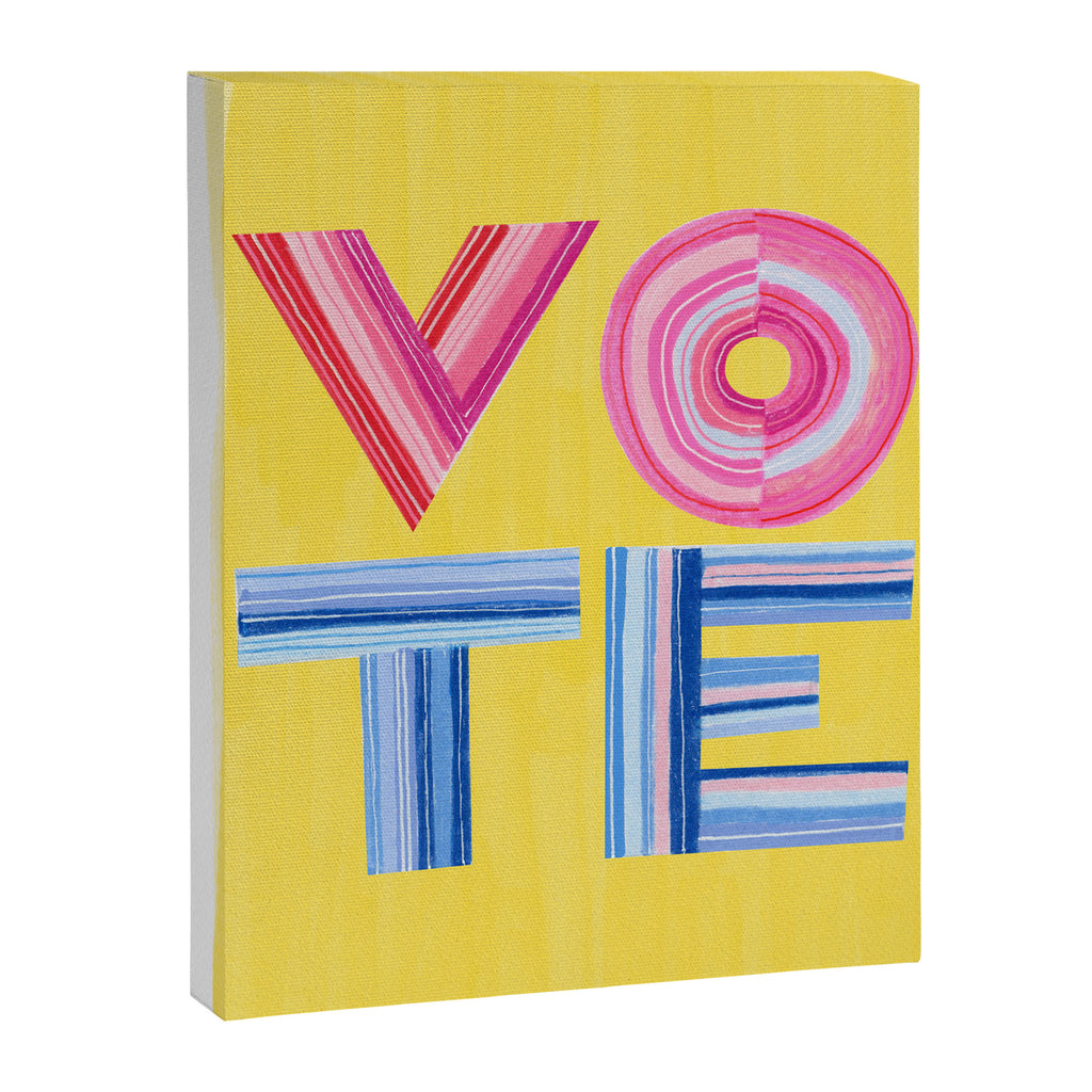 Vote Hand Lettering on Yellow Watercolor Background Canvas Print Gallery Image 6