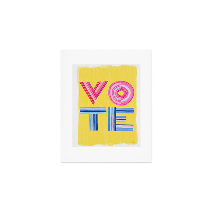 Vote Hand Lettering on Yellow Watercolor Background Art Print Gallery Image 1