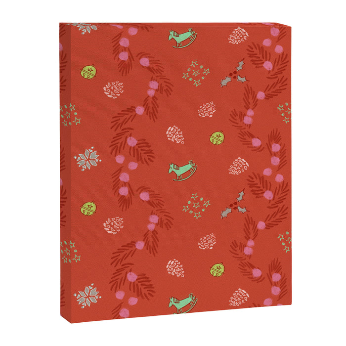 Whimsical Tiny Toys & Pine Branches in Red Canvas Print Gallery Image 1
