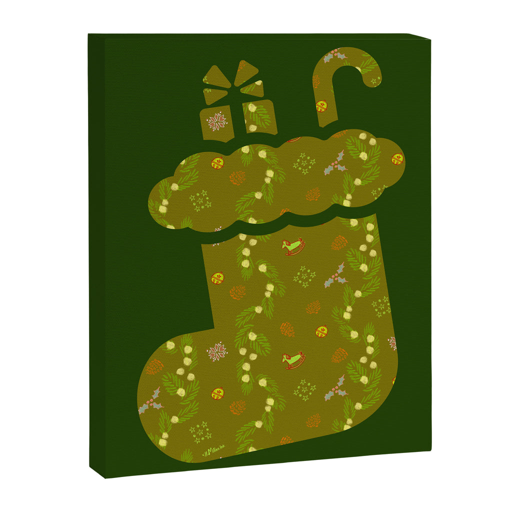 Whimsical Tiny Toys & Pine Branches in Green Canvas Print Gallery Image 6